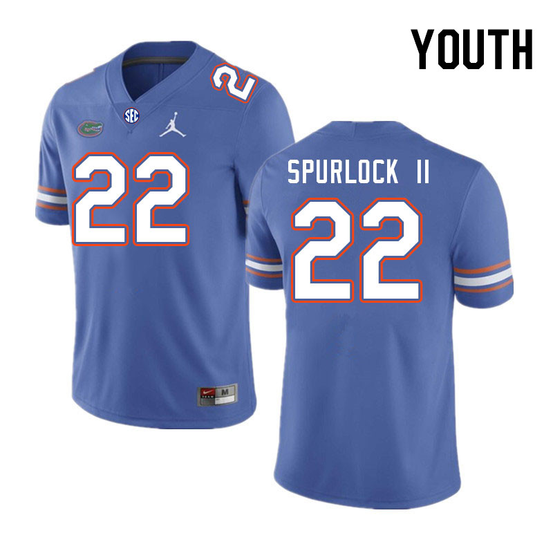 Youth #22 Deuce Spurlock II Florida Gators College Football Jerseys Stitched-Royal